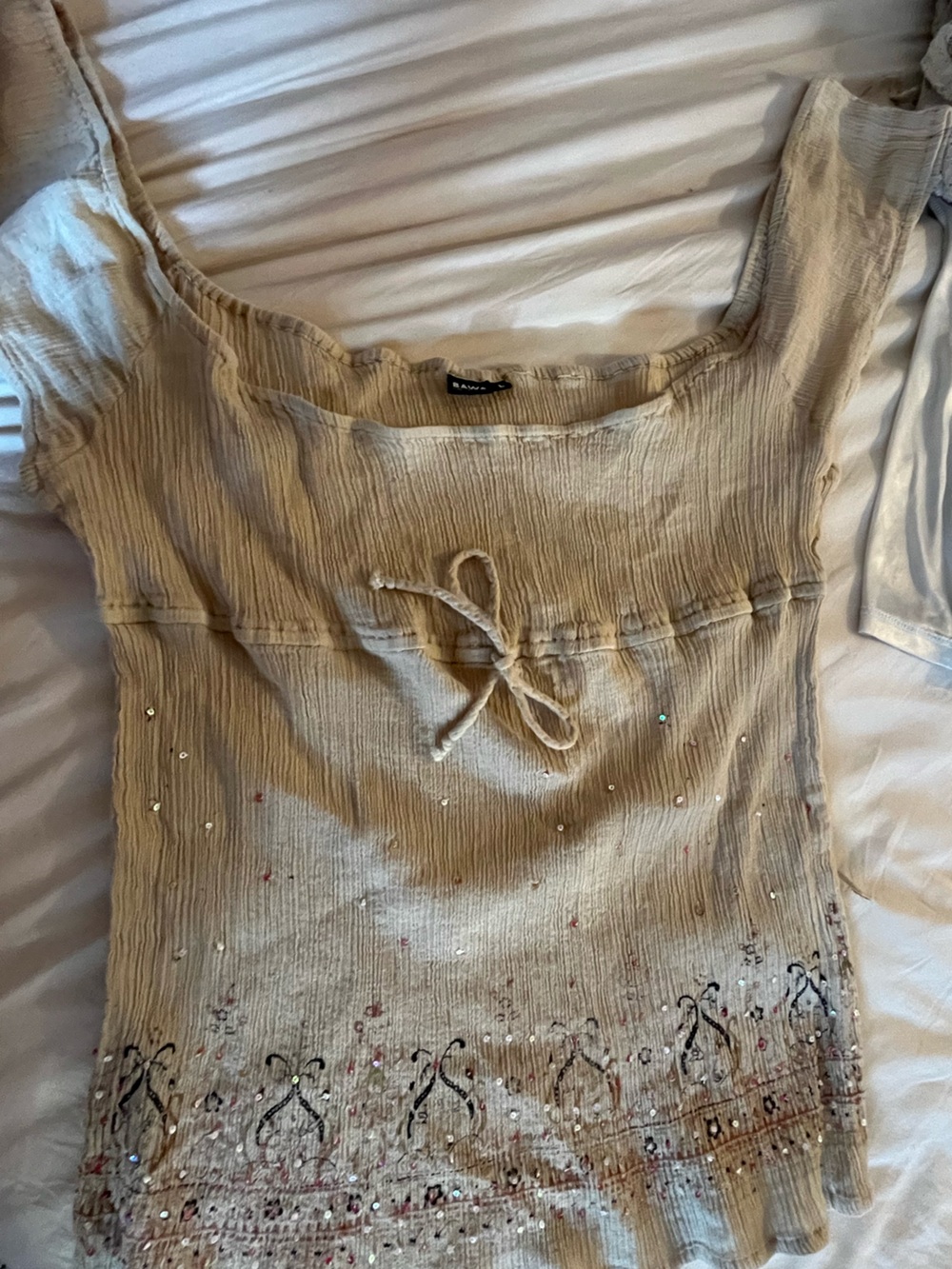 Beige Embellished Knit Sleep Top - Women Intimates